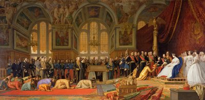 De ontvangst van Siamese ambassadeurs door keizer Napoleon III (1808-73) in het Paleis van Fontainebleau, 27 juni 1861 door Jean Leon Gerome